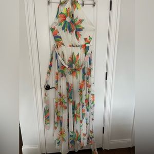 White floral tie vacation dress